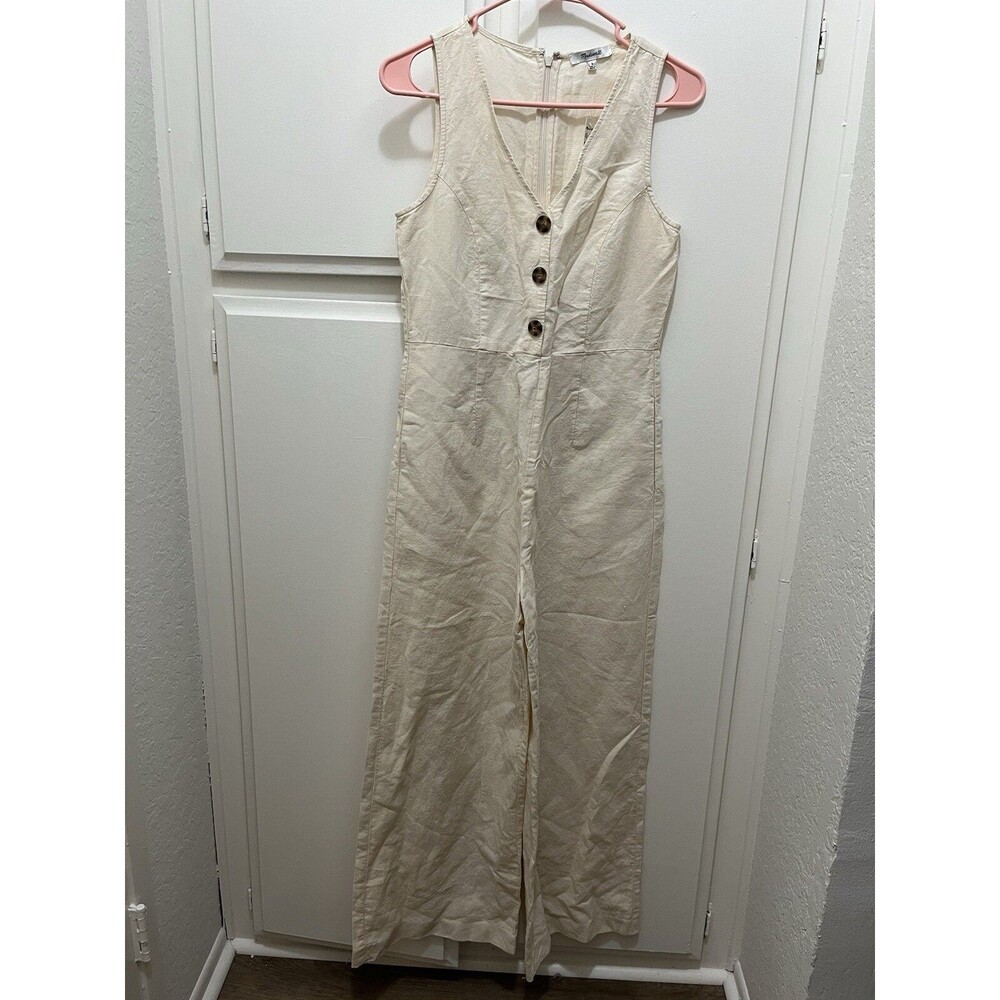 NWT Madewell Sz 0 Sleeveless Linen Romper Beige